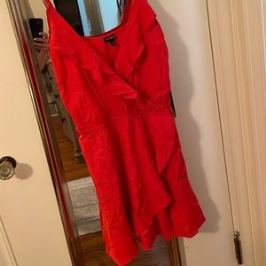 Express coral ruffle dress with elastic waist new with tags